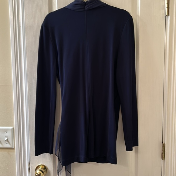 Beautiful Navy knit withh shawl collar and cross body tie. - Picture 4 of 4